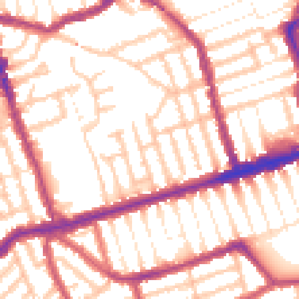 Daytime road noise heatmap for E6 1QS