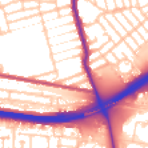 Daytime road noise heatmap for E6 3PQ