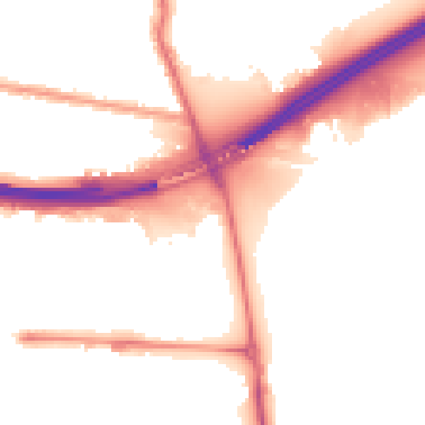 Night-time road noise heatmap for E6 5NX