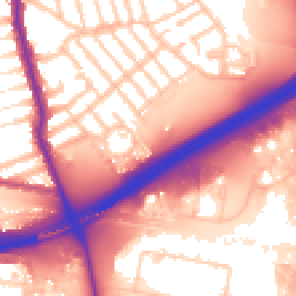 Daytime road noise heatmap for E6 6HU