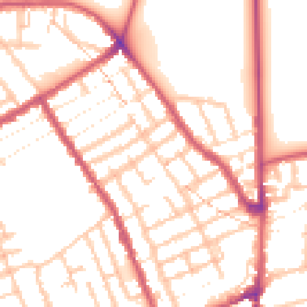 Daytime road noise heatmap for E7 0AA