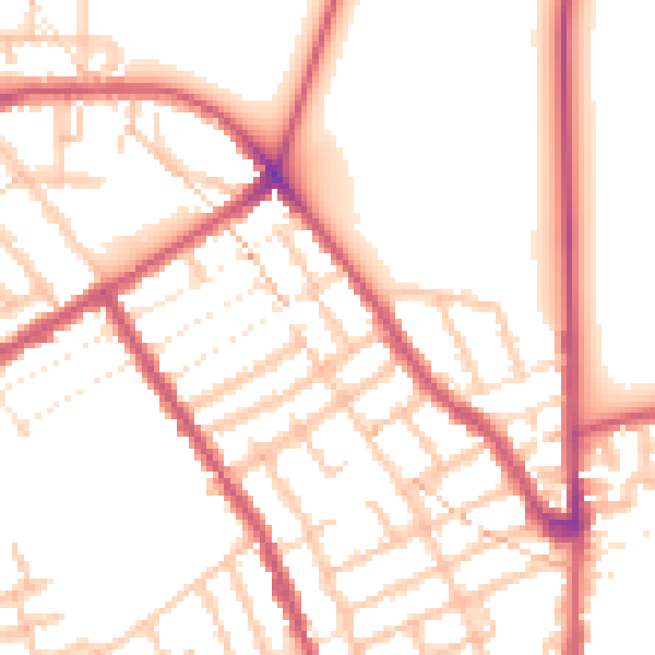 Daytime road noise heatmap for E7 0AJ