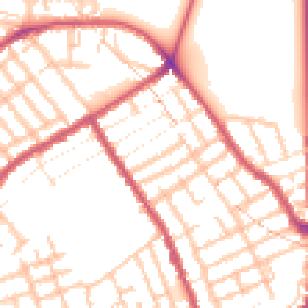 Daytime road noise heatmap for E7 0AN