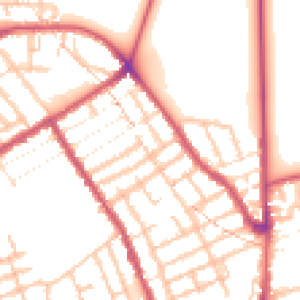 Daytime road noise heatmap for E7 0AQ