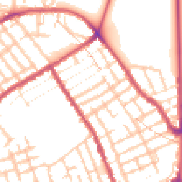 Daytime road noise heatmap for E7 0AW