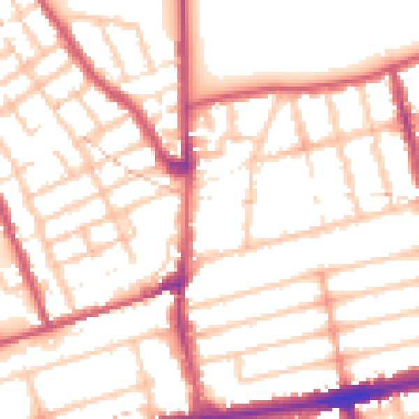 Daytime road noise heatmap for E7 0BE