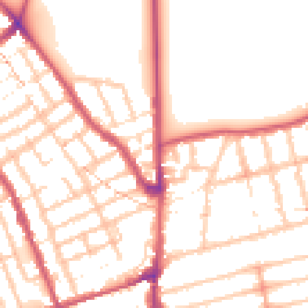 Daytime road noise heatmap for E7 0DJ