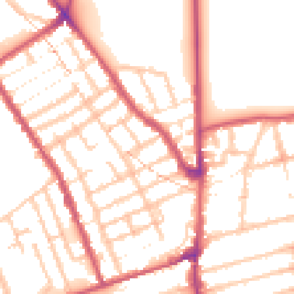 Daytime road noise heatmap for E7 0DU