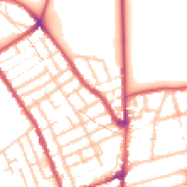 Daytime road noise heatmap for E7 0DW