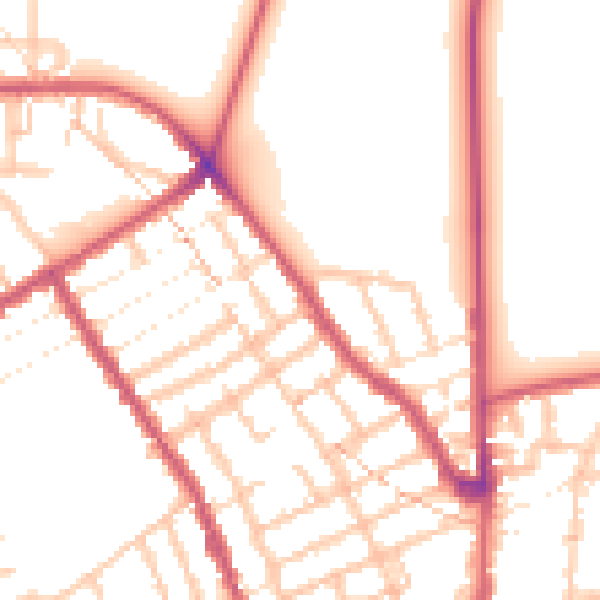 Daytime road noise heatmap for E7 0DZ