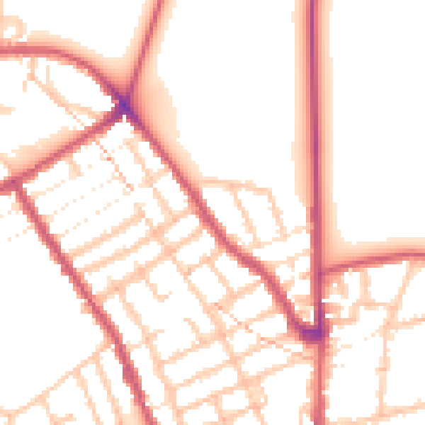 Daytime road noise heatmap for E7 0EB