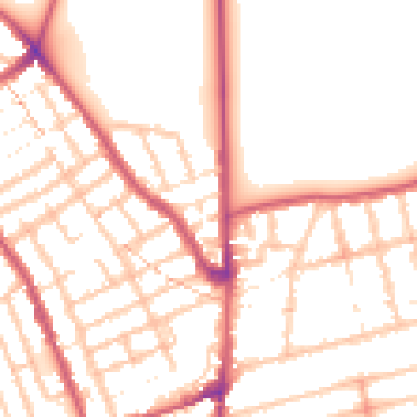 Daytime road noise heatmap for E7 0EJ