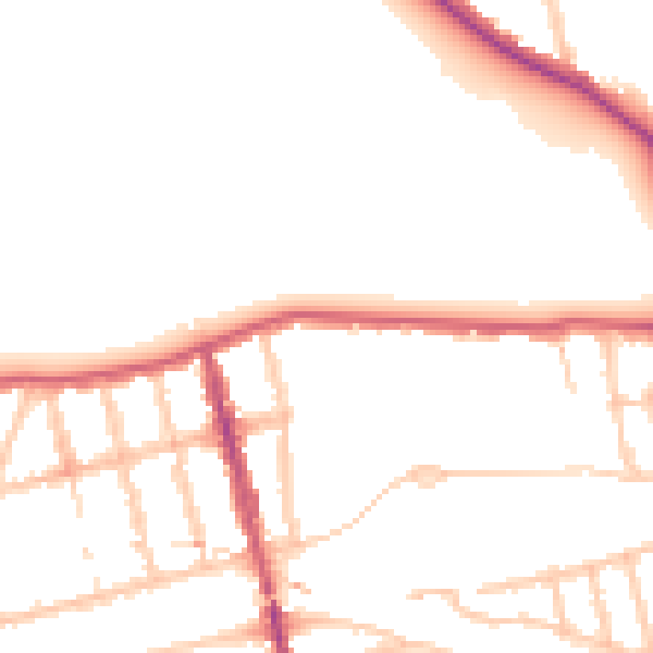 Daytime road noise heatmap for E7 0JS