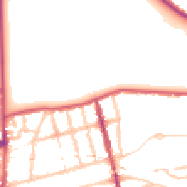 Daytime road noise heatmap for E7 0JU