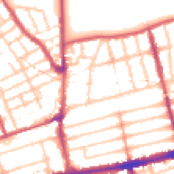 Daytime road noise heatmap for E7 0LA