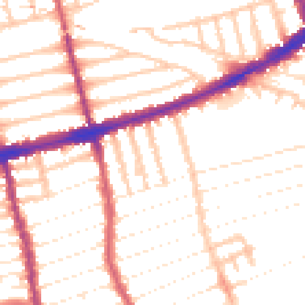 Daytime road noise heatmap for E7 8AW