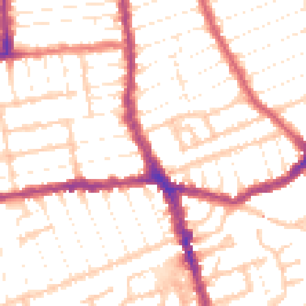 Daytime road noise heatmap for E7 8LH