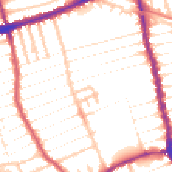 Daytime road noise heatmap for E7 8QD