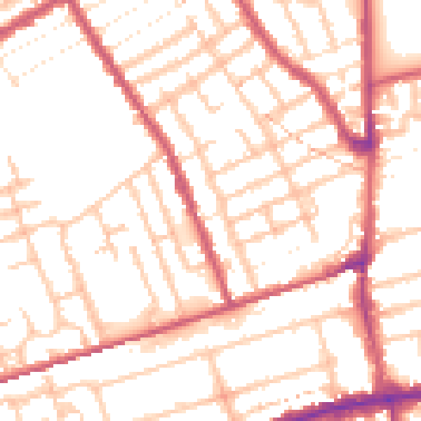 Daytime road noise heatmap for E7 9BJ