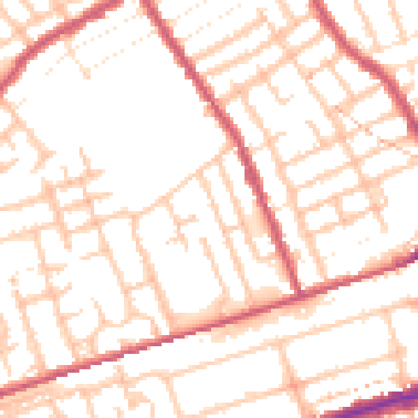 Daytime road noise heatmap for E7 9DB