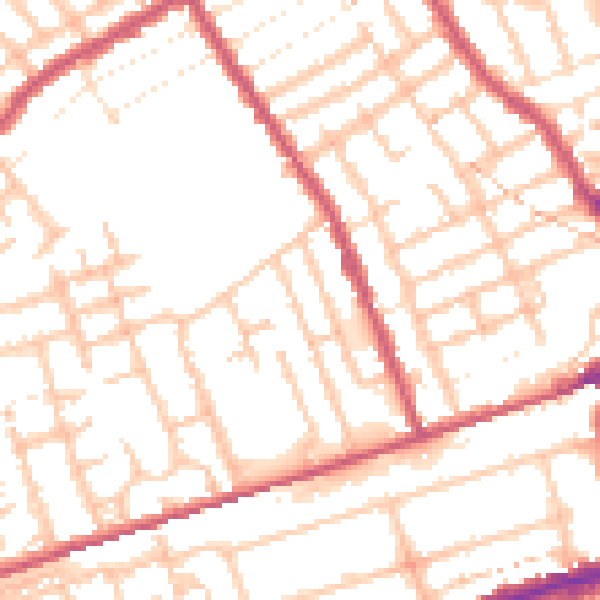 Daytime road noise heatmap for E7 9DD