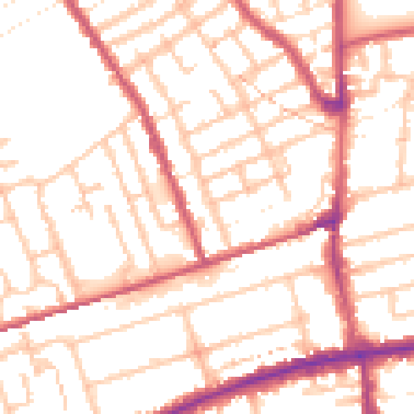 Daytime road noise heatmap for E7 9DW