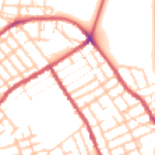 Daytime road noise heatmap for E7 9EB