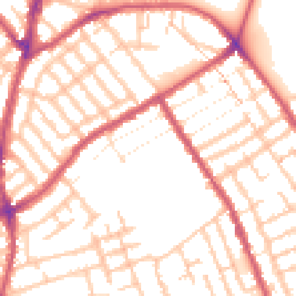 Daytime road noise heatmap for E7 9EH