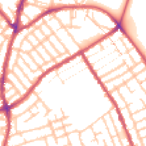 Daytime road noise heatmap for E7 9EJ