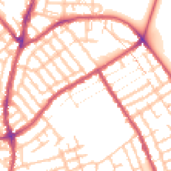 Daytime road noise heatmap for E7 9ER