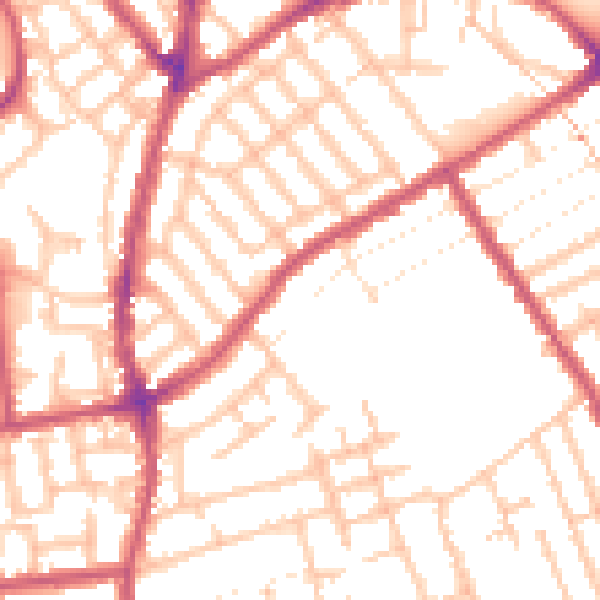 Daytime road noise heatmap for E7 9EW