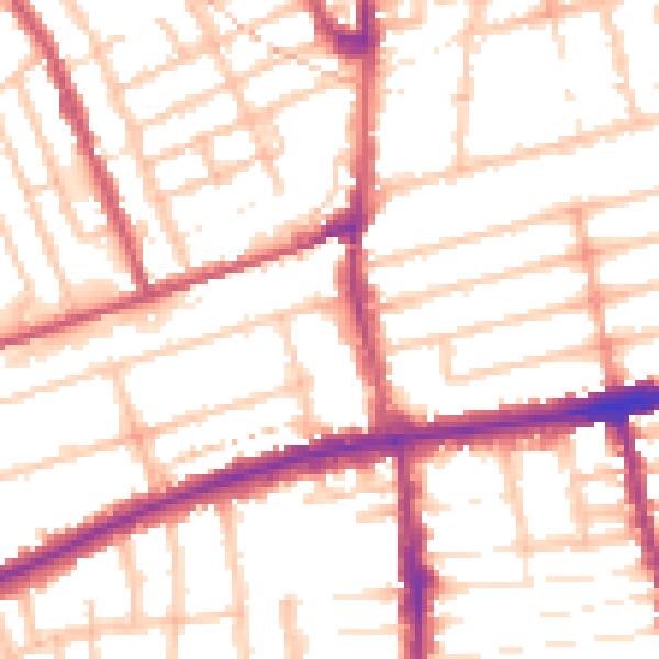 Daytime road noise heatmap for E7 9FF