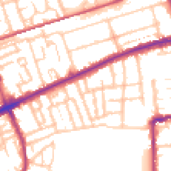 Daytime road noise heatmap for E7 9HN