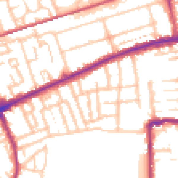Daytime road noise heatmap for E7 9HW