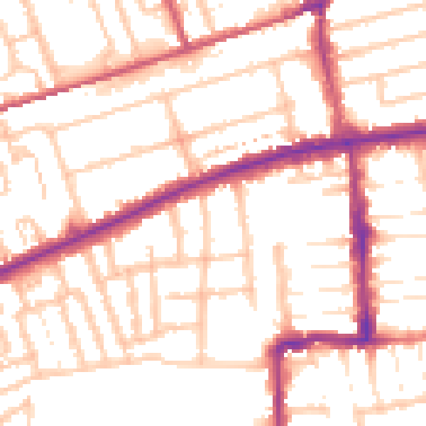 Daytime road noise heatmap for E7 9JZ