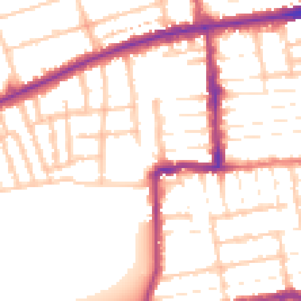 Daytime road noise heatmap for E7 9NT