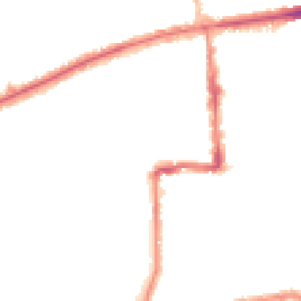 Night-time road noise heatmap for E7 9NT