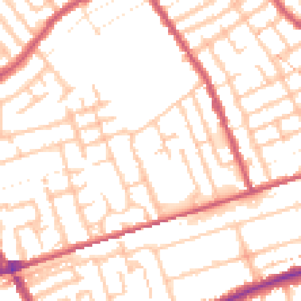 Daytime road noise heatmap for E7 9RT