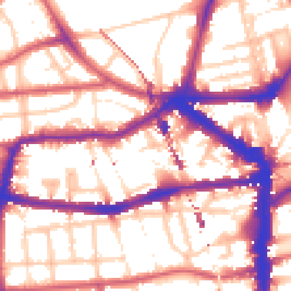 Daytime road noise heatmap for E8 1AA