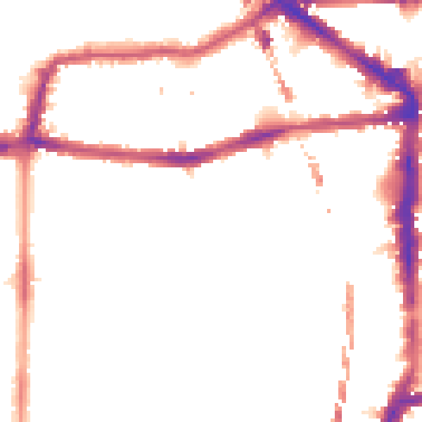 Night-time road noise heatmap for E8 1AB