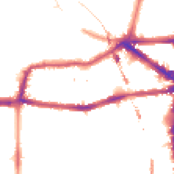 Night-time road noise heatmap for E8 1AG