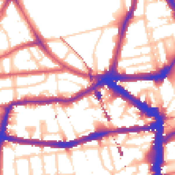 Daytime road noise heatmap for E8 1AL