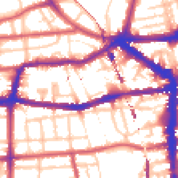 Daytime road noise heatmap for E8 1AQ