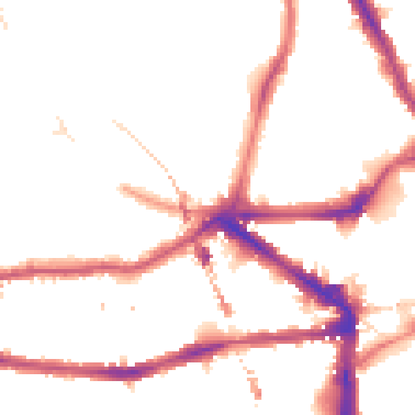 Night-time road noise heatmap for E8 1AU