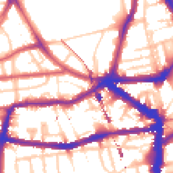 Daytime road noise heatmap for E8 1AW