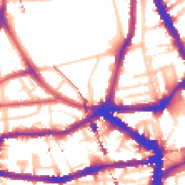 Daytime road noise heatmap for E8 1AY