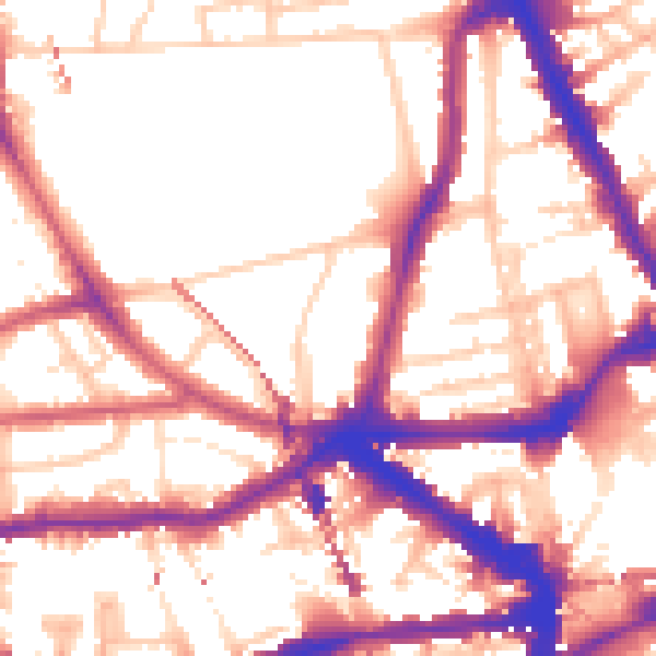 Daytime road noise heatmap for E8 1AZ