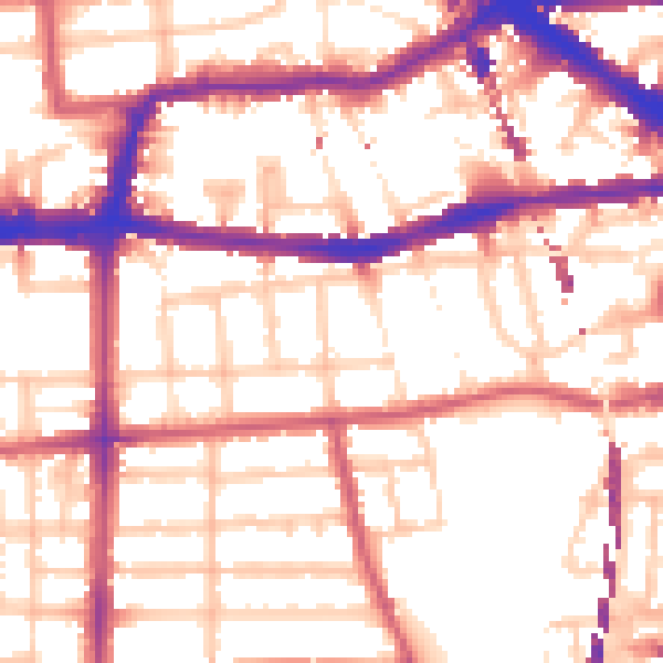 Daytime road noise heatmap for E8 1BD