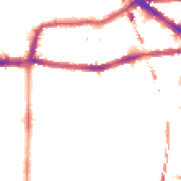 Night-time road noise heatmap for E8 1BD