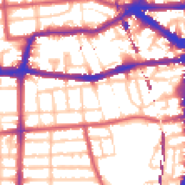 Daytime road noise heatmap for E8 1BE